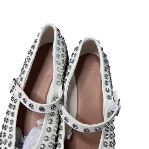 A NEW DAY Issa Rhinestone Mary Jane Ballet Flats White - Picture 4 of 5
